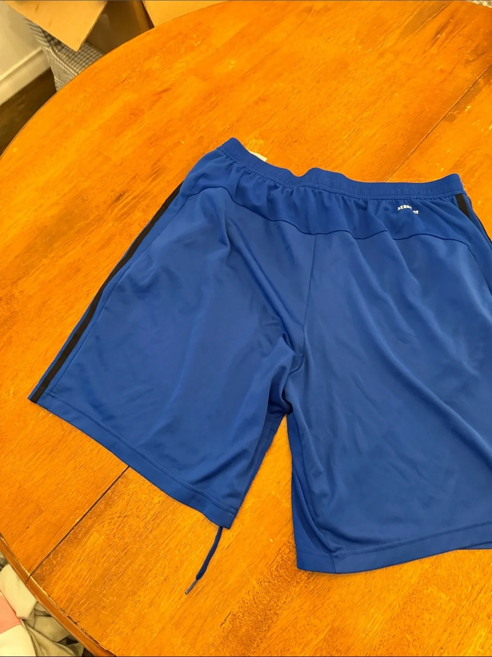 adidas Blue Men's Athletic Shorts with Black Side Stripes xl